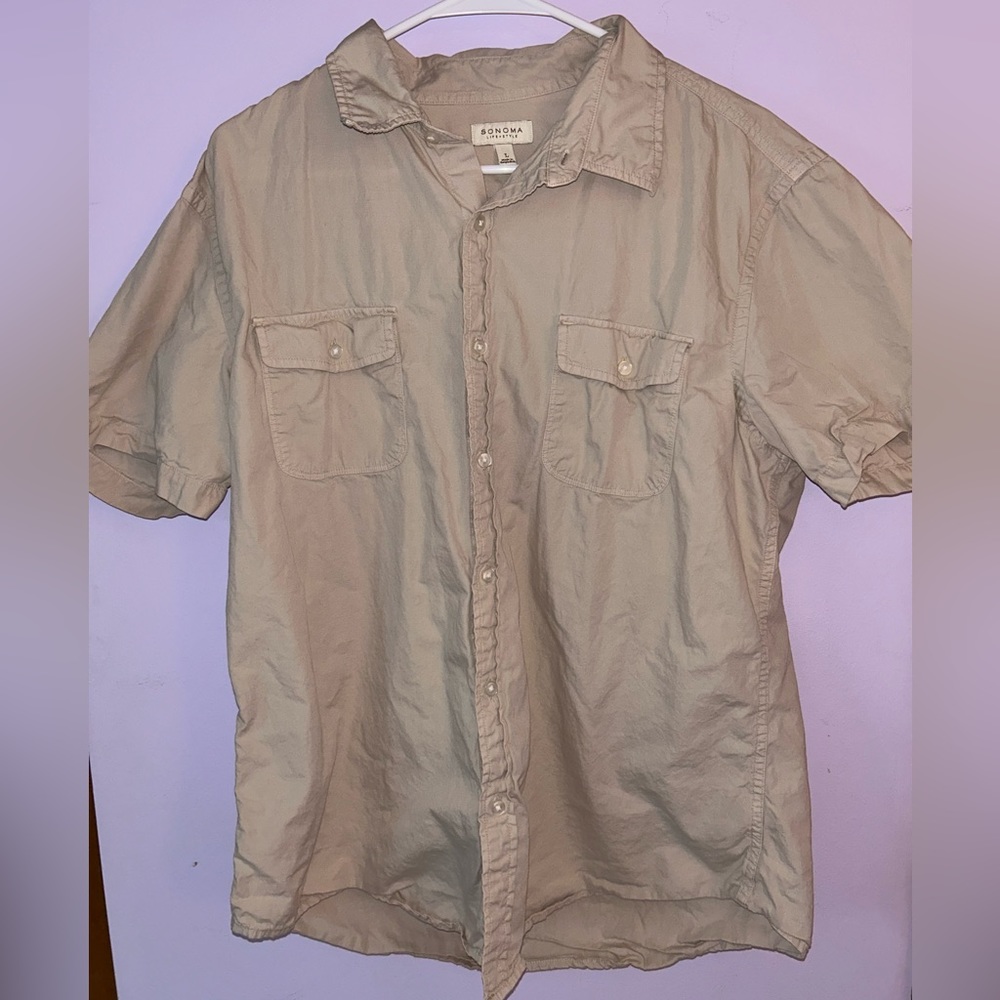 large cream colored Sonoma button up tee